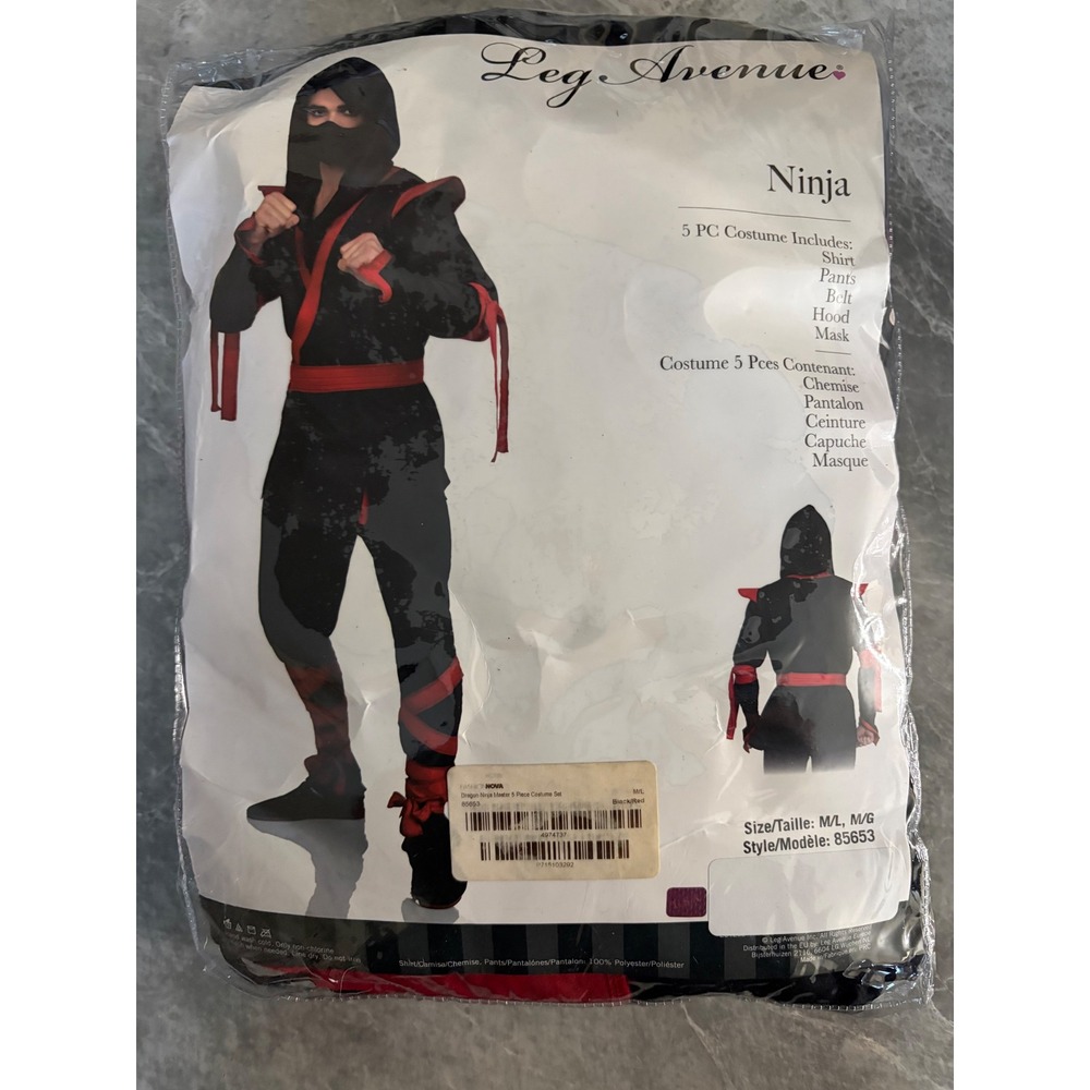 Leg Avenue | Dragon Ninja Master 5 Piece Costume Set | M/L || Black/Red|